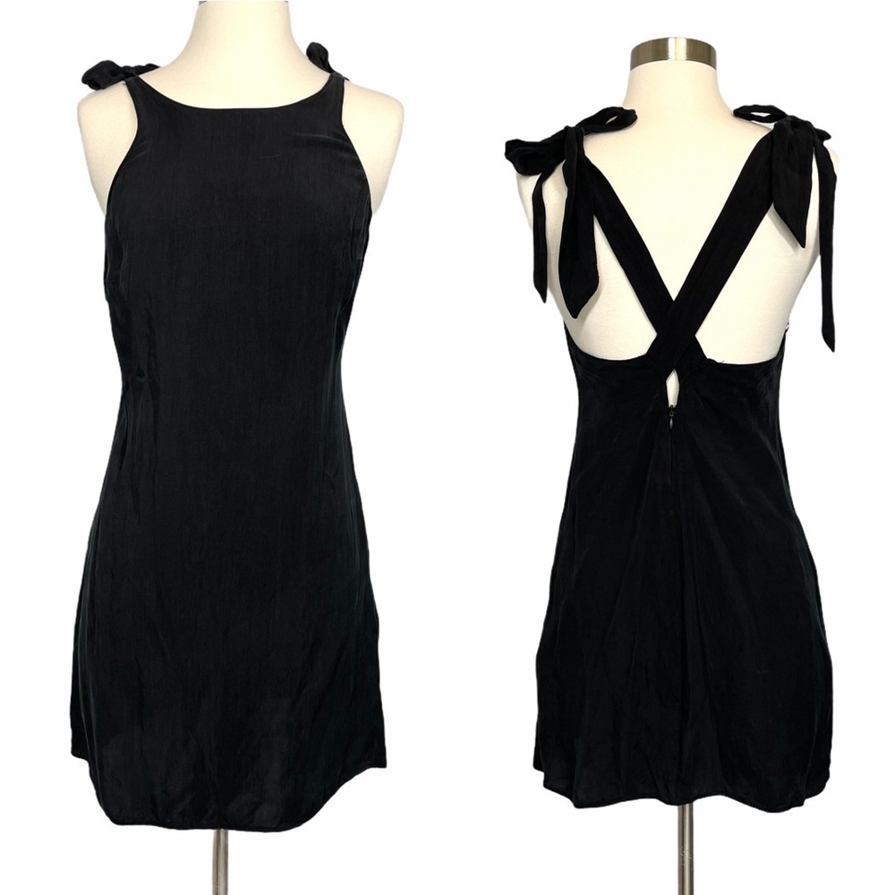 Zara Black Mini Dress Shoulder Tie Straps Size XS